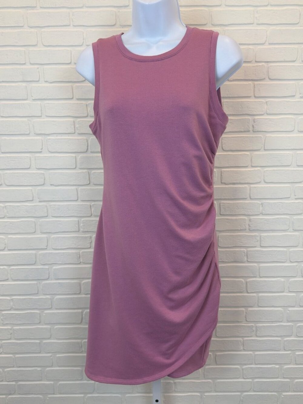 Nine West Sleeveless Sheath Dress Mauve Pink Ruched Side Small